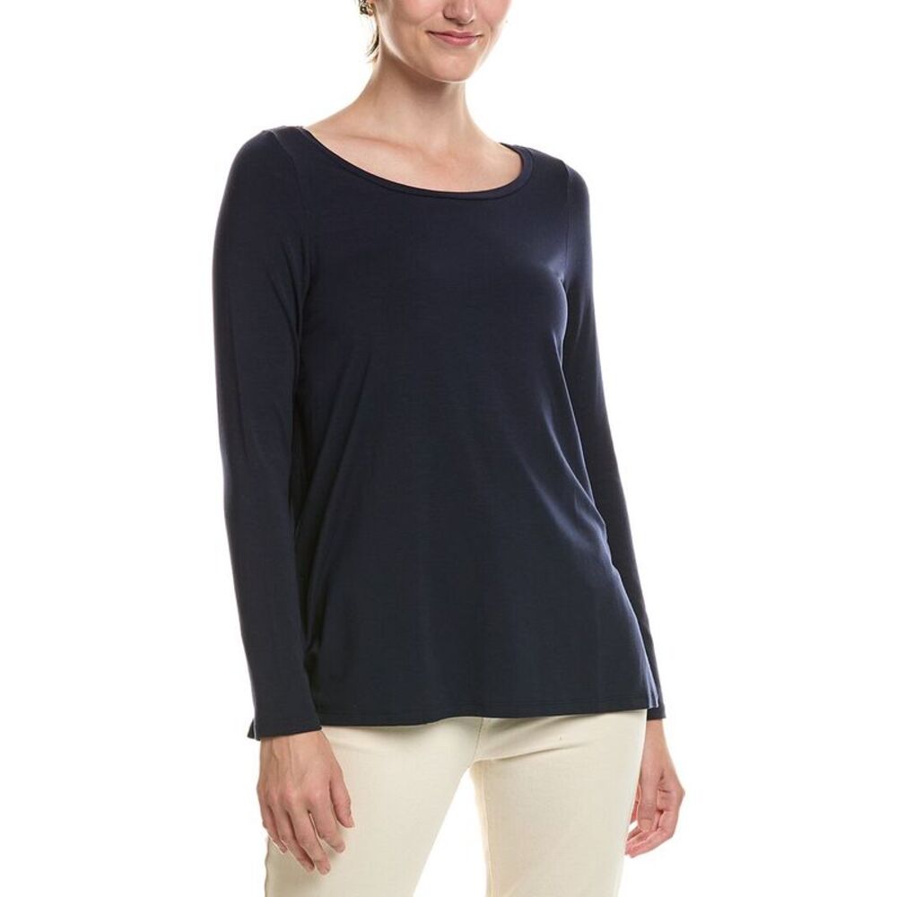 Eileen Fisher Womens Petite Ballet Neck Tunic, Navy